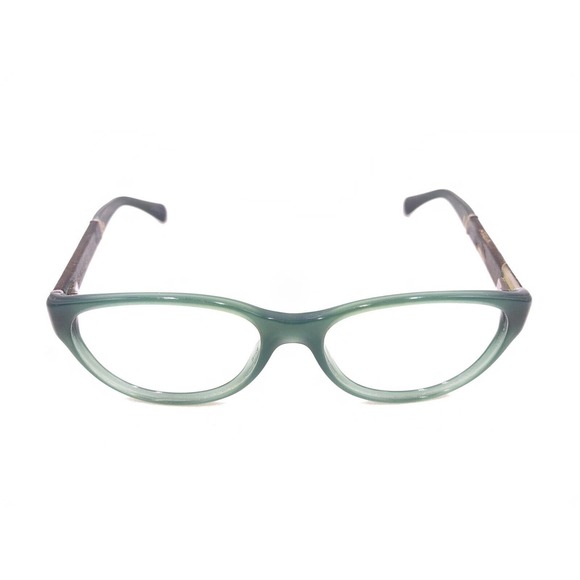 Chanel Green Oval Eyeglasses Frames 53-16 135 Italy Designer Fashion Leather - Picture 2 of 12